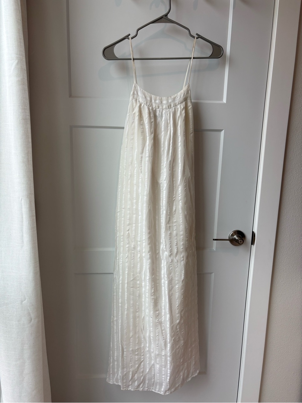 Zara Cream Striped Maxi Slip Dress